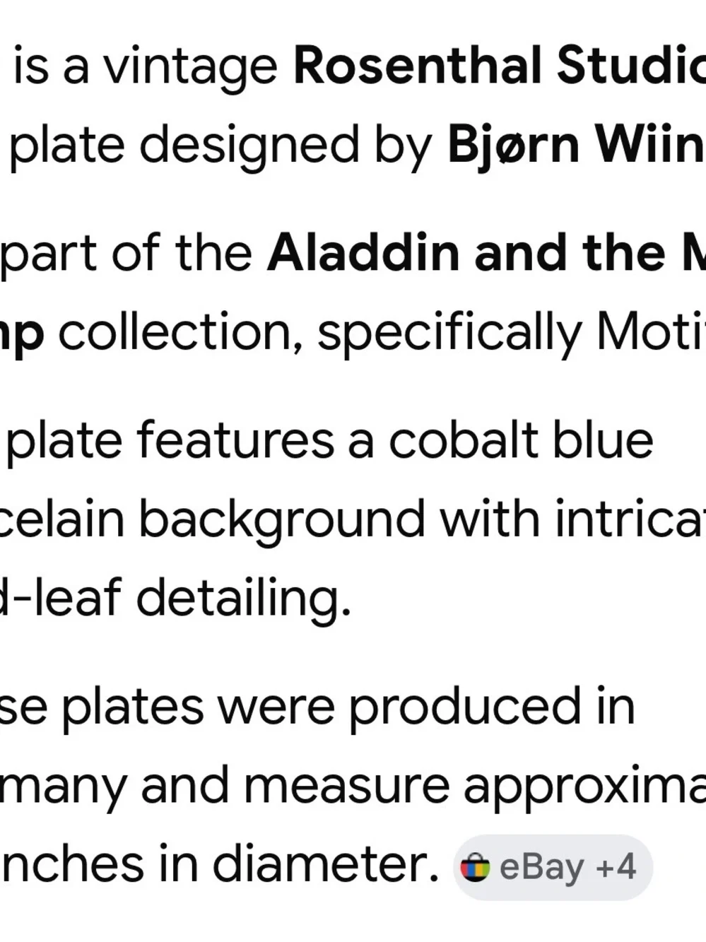 Rosenthal Decorative Aladdin limited edition Plate in Navy, Pink and Gold Accent